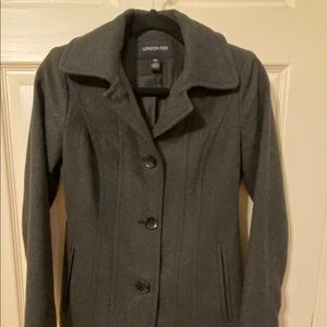 London Fog Wool Pea Coat Jacket XS Charcoal Gray